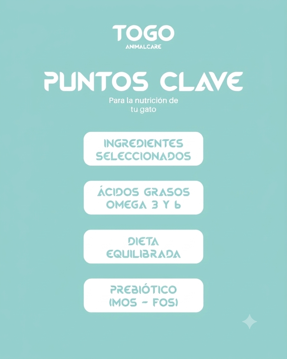 TOGO Pienso esterilizado de gato, atún, salmón y pollo con Probioticos 3kg